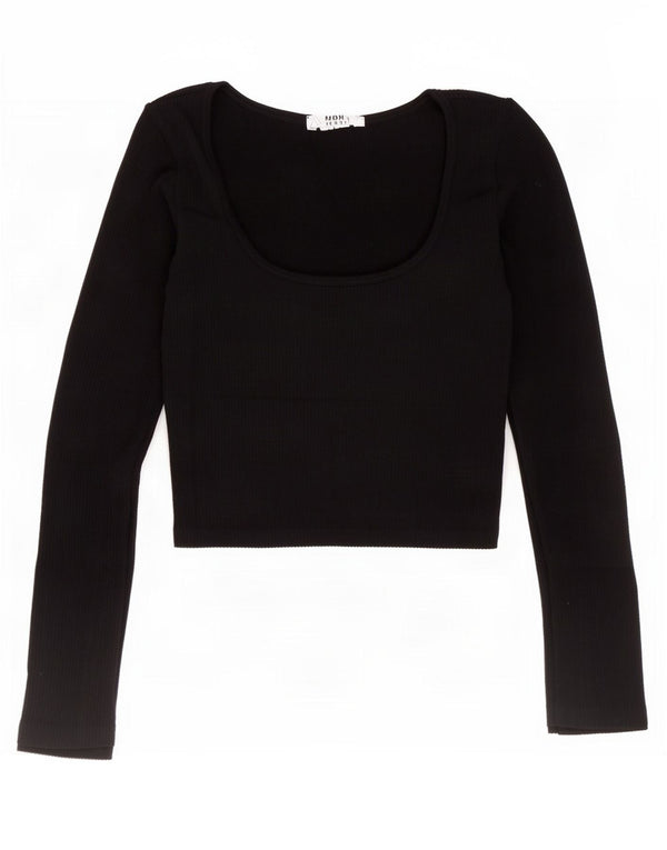 Zara Γυναικείο Crop Top μακρυμάνικο UK 4 XS Navy Blue