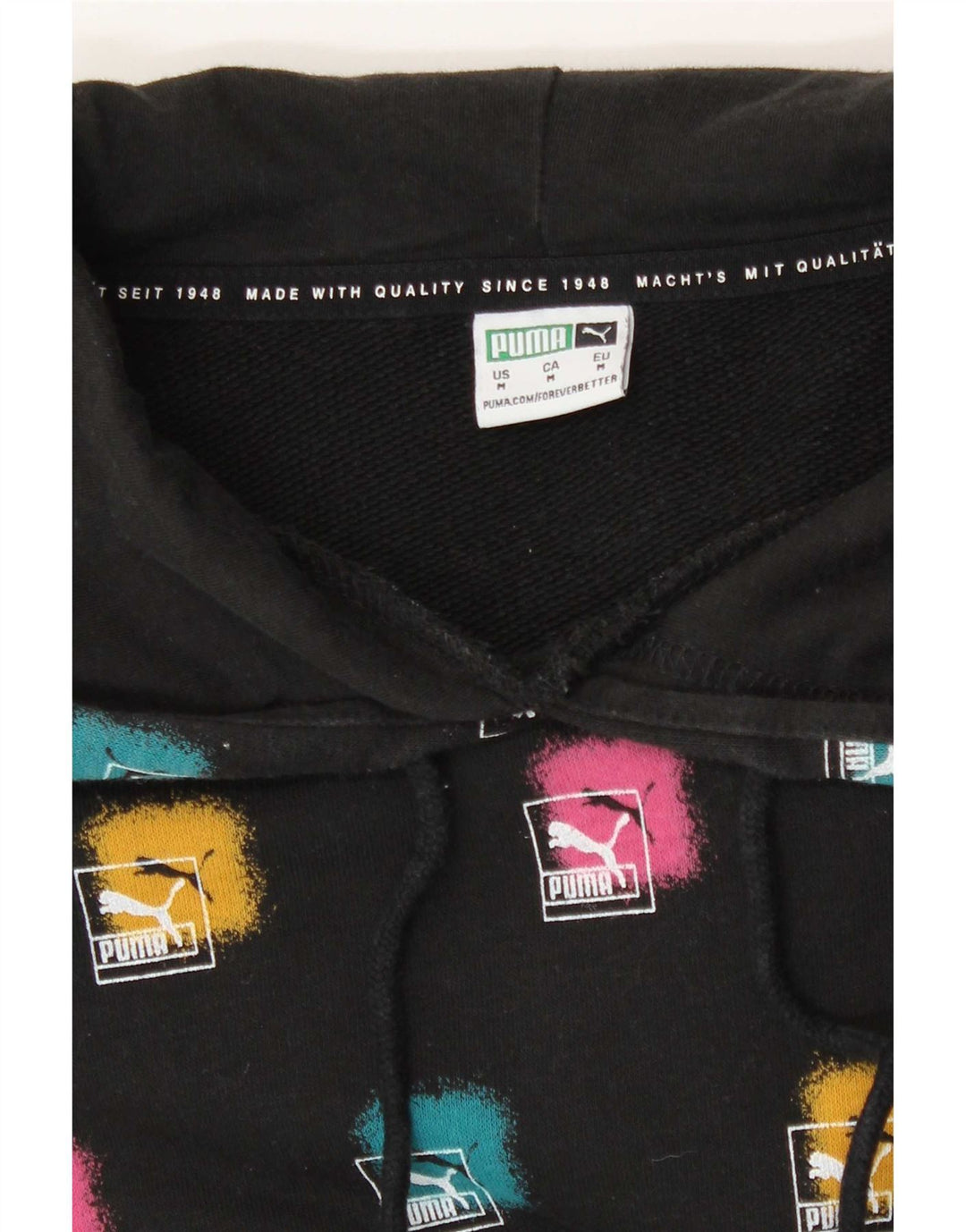 Puma Γυναικείο Γραφικό Hoodie Jumper UK 14 Medium Black