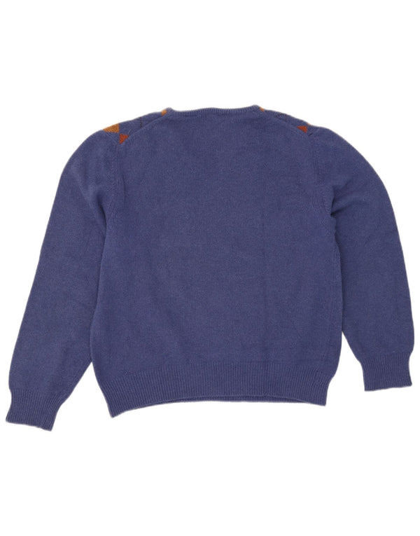 Mazzonetto γυναικείο πουλόβερ με λαιμόκοψη σε V UK 12 Medium Blue Argyle/Diamond