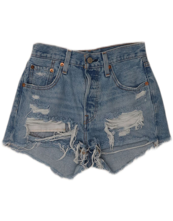 Levi's Womens High Waist Distressed Denim Shorts W25 XS Blue Cotton