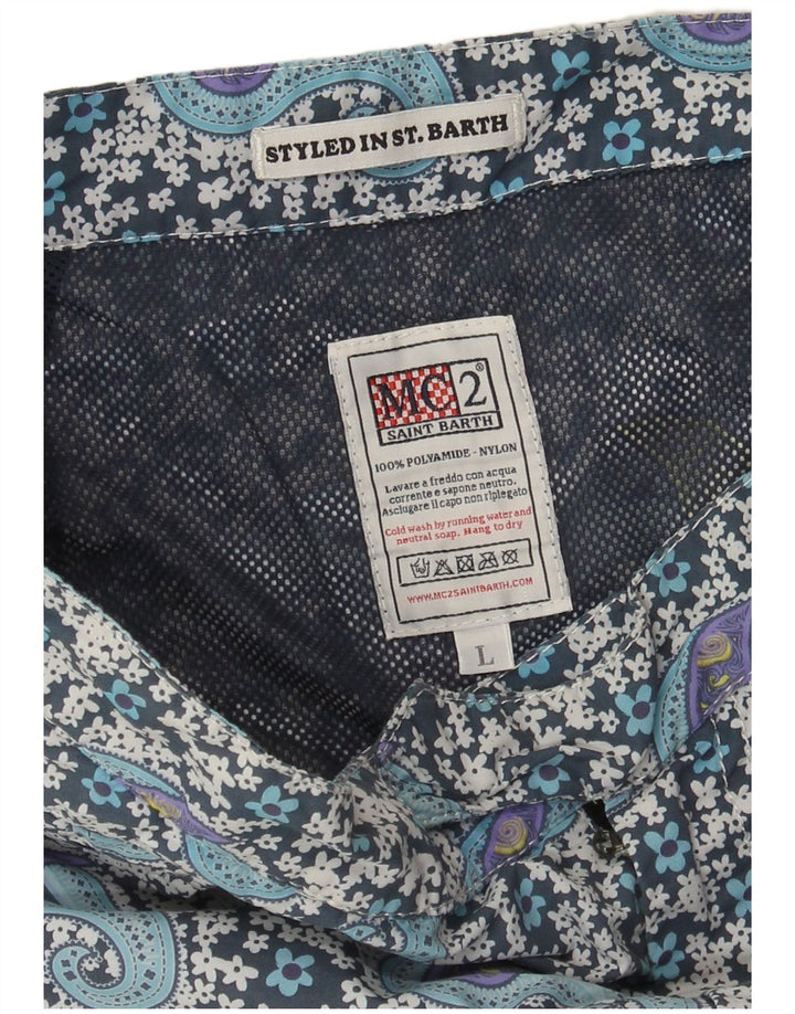 MC2 SAINT BARTH Ανδρικό σορτς κολύμβησης μεγάλο μπλε Paisley Polyamide