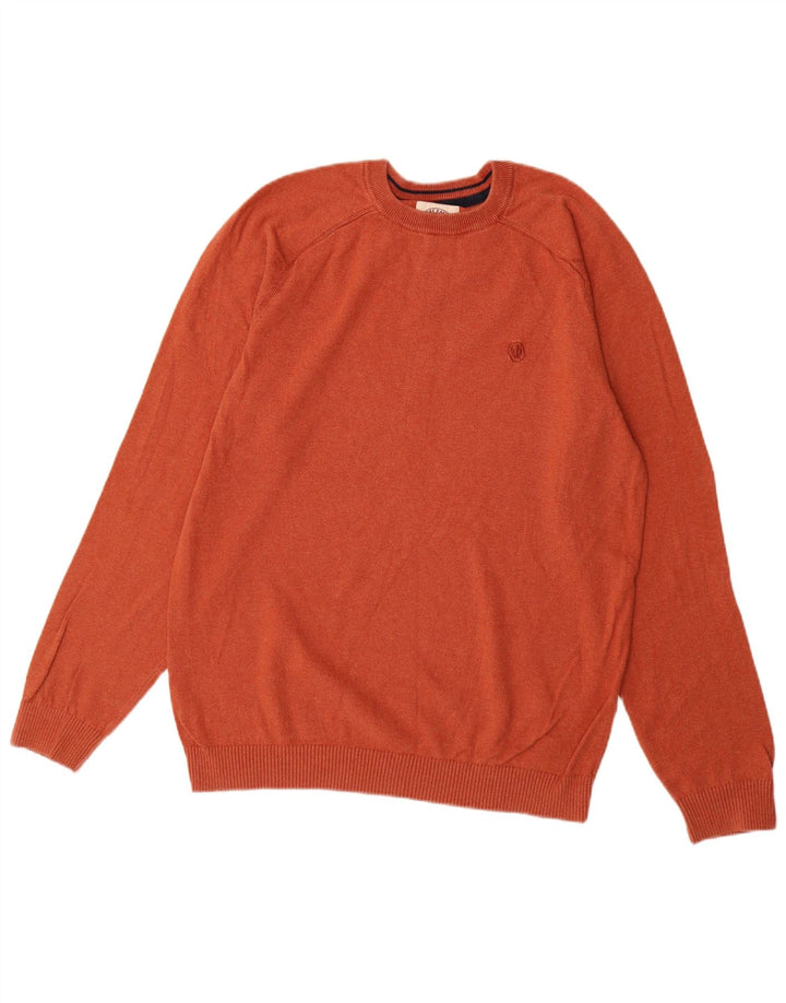 FAT FACE Mens Crew Neck Jumper Sweater Medium Orange Cotton