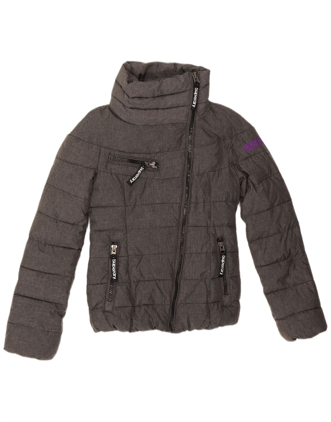 Superdry Γυναικείο Μπουφάν UK 6 XS Γκρι Πολυεστέρας με γραφικά padded