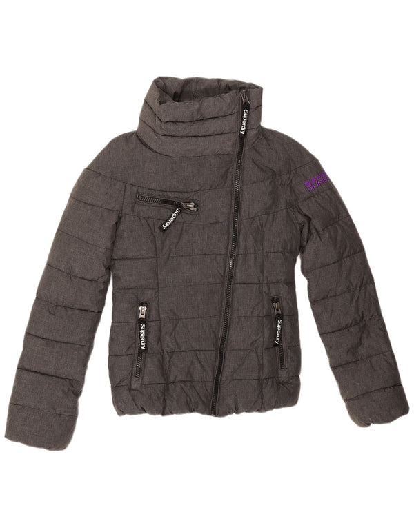Superdry Womens Graphic Padded Jacket UK 6 XS Grey Polyester