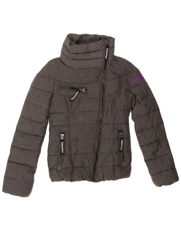 Superdry Γυναικείο Μπουφάν UK 6 XS Γκρι Πολυεστέρας με γραφικά padded