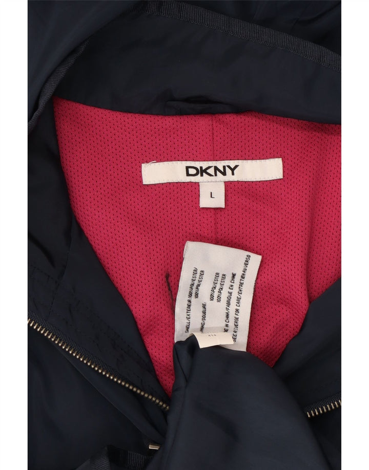 DKNY Γυναικείο παλτό αντιανεμικό με κουκούλα UK 16 Large Navy Blue Polyester