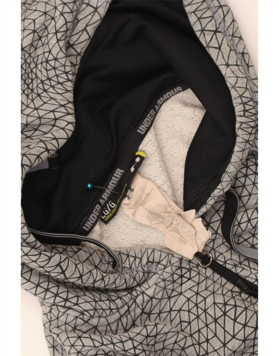 Under Armour Ανδρικό πουλόβερ με φερμουάρ με κουκούλα μεγάλο γκρι γεωμετρικό