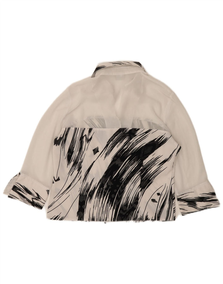 Vintage γυναικείο πουκάμισο 3/4 μανίκι μπλούζα IT 42 μεσαίο λευκό ριγέ πολυεστέρα