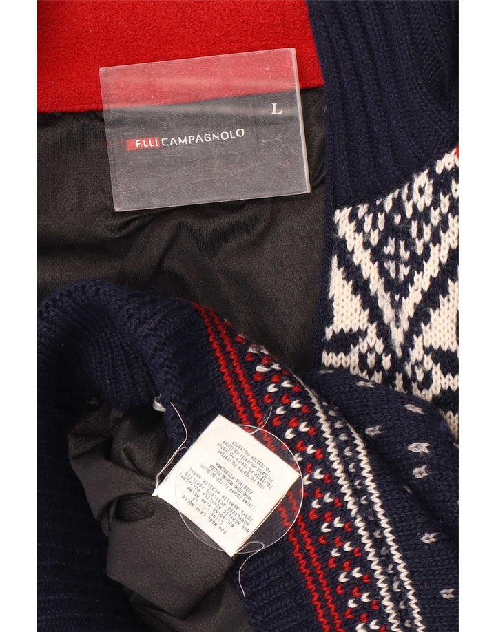 Ανδρικό πουλόβερ ζακέτα Campagnolo Μεγάλο Navy Blue Fair Isle Wool