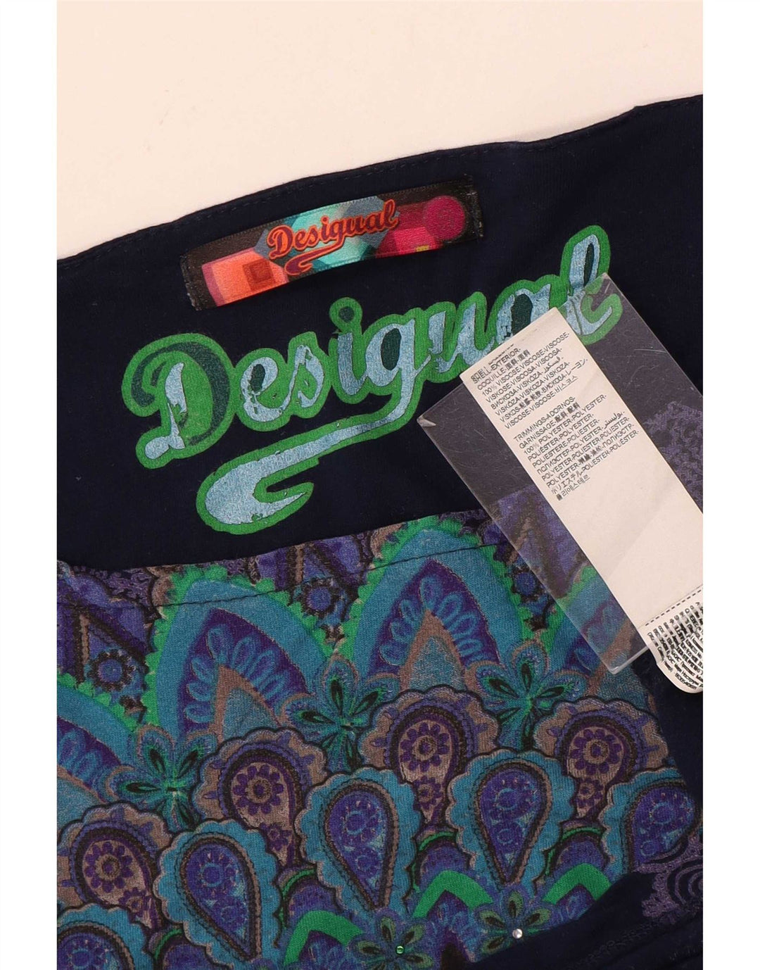 Desigual Γυναικεία Μπλούζα Μπλουζάκι Τοπ UK 10 Small Navy Blue Viscose