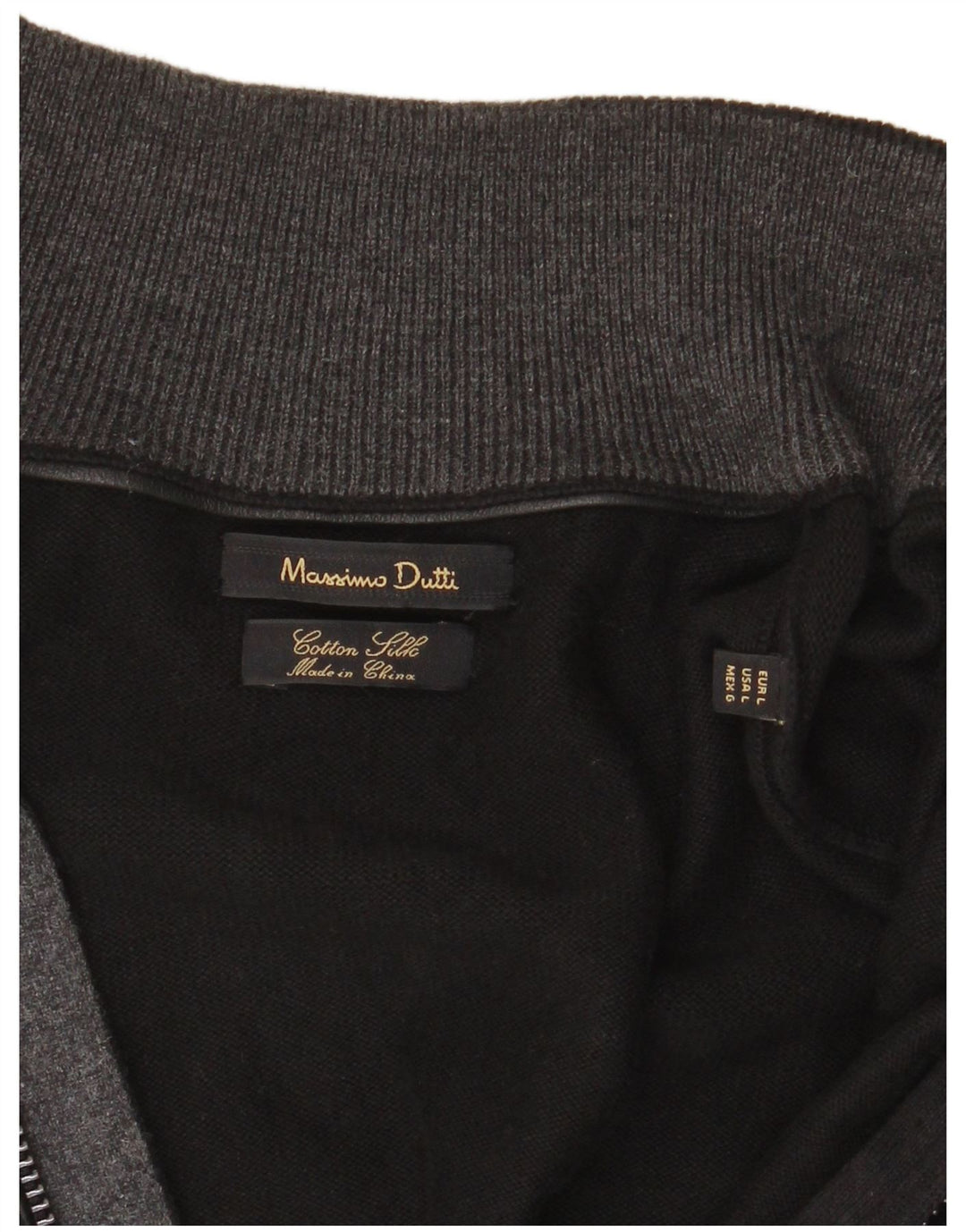 Massimo Dutti Ανδρικό πουλόβερ ζακέτα με φερμουάρ μεγάλο μαύρο βαμβακερό