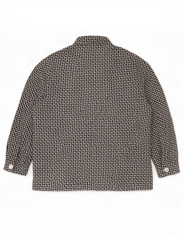 Zara Γυναικείο Oversized Bomber Jacket UK 14 Medium Black Houndstooth Βαμβακερό
