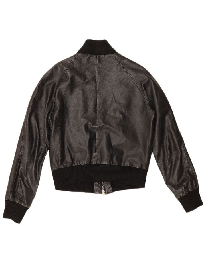 Sasch Γυναικείο Crop Δερμάτινο Μπουφάν UK 14 Medium Μαύρο