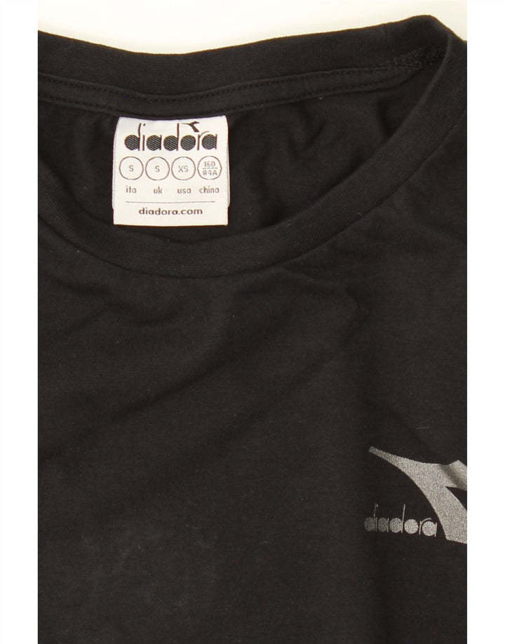 DIADORA Womens Top Long Sleeve UK 10 Small Black Cotton Vintage Diadora and Second-Hand Diadora from Messina Hembry 