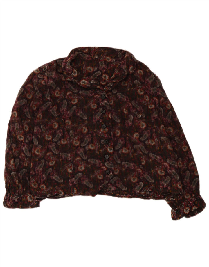 Vintage γυναικείο πουκάμισο Crop μπλούζα UK 12 Medium πολύχρωμο Paisley