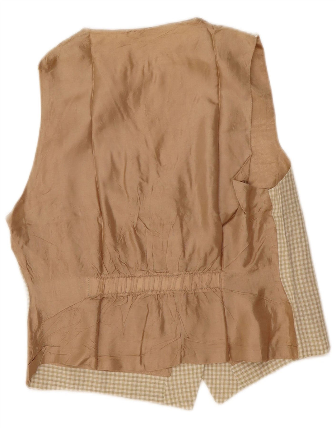 Vintage γυναικείο γιλέκο UK 12 Medium Beige Gingham