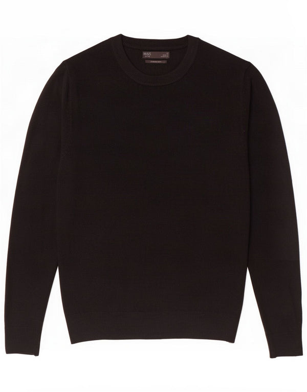 Marks & Spencer Mens Crew Neck Jumper Sweater Medium Black Acrylic