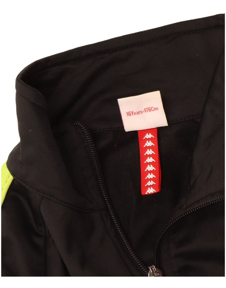 KAPPA Boys Graphic αθλητική φόρμα Top Jacket 15-16 Years Black Colourblock