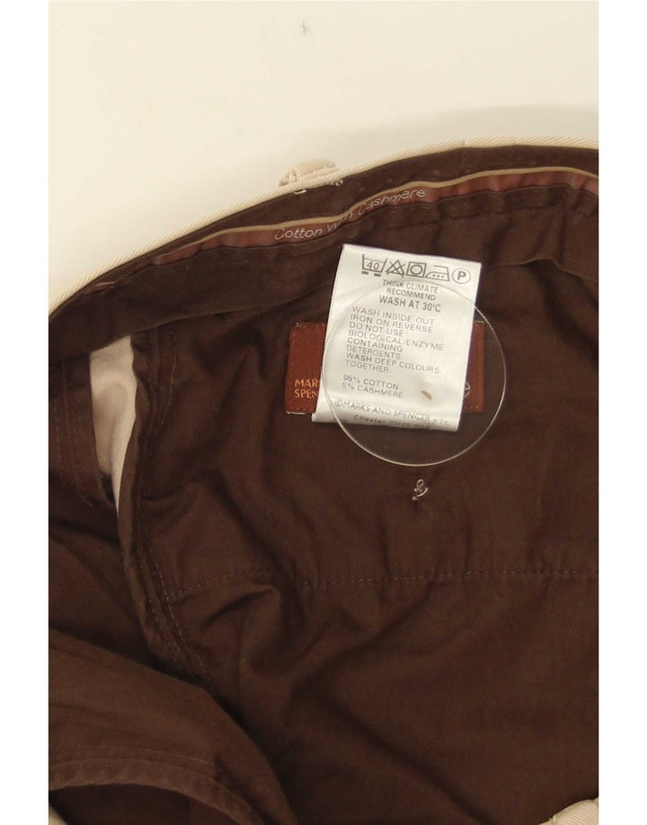 Marks & Spencer Ανδρικό παντελόνι με καρφίτσα W40 L33 Μπεζ βαμβακερό