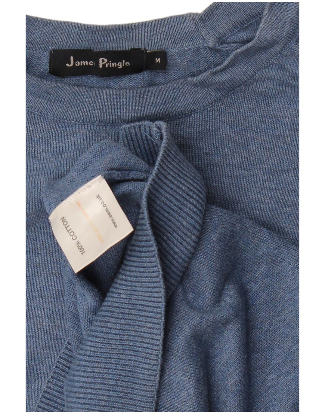 JAMES PRINGLE Ανδρικό πουλόβερ Relaxed Fit Crew Neck Jumper Μεσαίο μπλε βαμβακερό