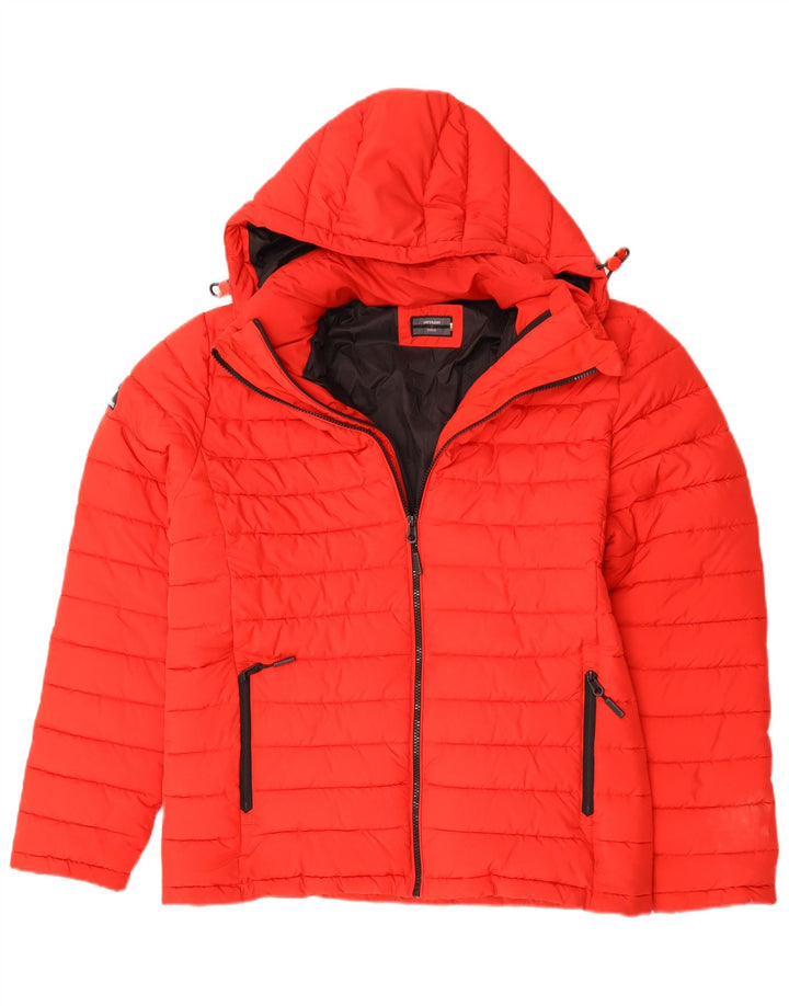 Superdry Ανδρικό μπουφάν με κουκούλα UK 40 Large Red Polyester