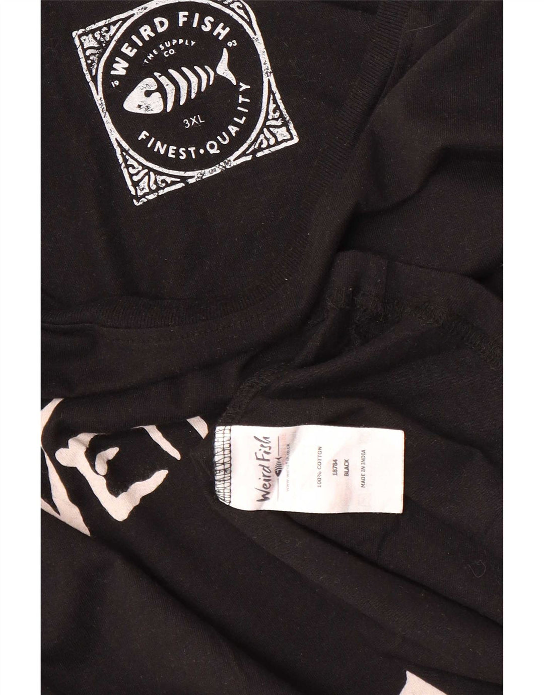 Ανδρικό γραφικό T-Shirt Weird Fish Top 3XL μαύρο βαμβακερό