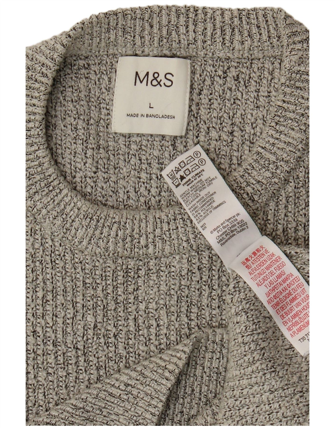 Marks & Spencer Ανδρικό πουλόβερ με λαιμόκοψη μεγάλο γκρι πολυαμίδιο