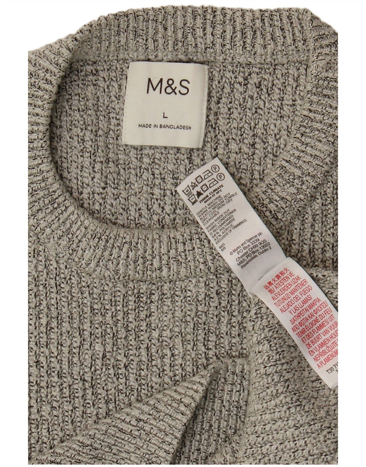 Marks & Spencer Ανδρικό πουλόβερ με λαιμόκοψη μεγάλο γκρι πολυαμίδιο