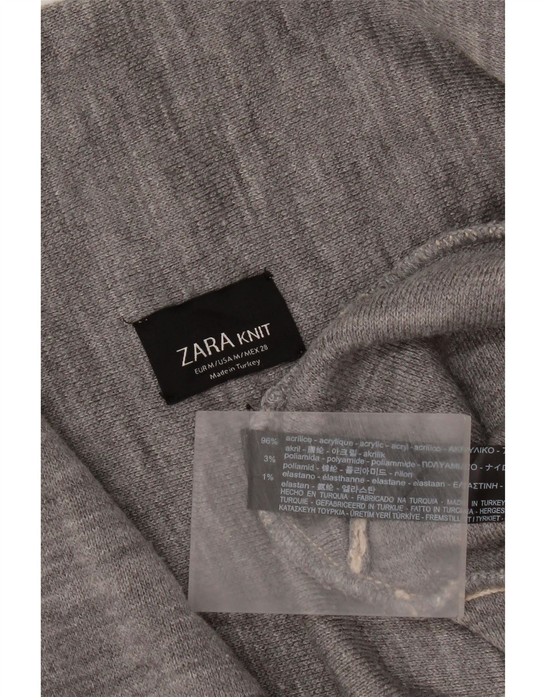 Zara Ανδρικό ασύμμετρο πουλόβερ ζακέτα UK 14 Medium Beige Colourblock
