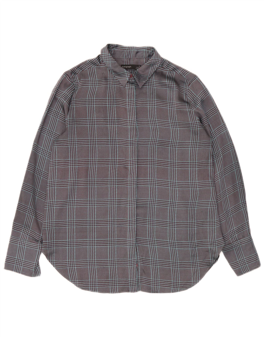 Marks & Spencer Γυναικείο πουκάμισο μεγάλου μεγέθους UK 10 Small Blue Check Polyester