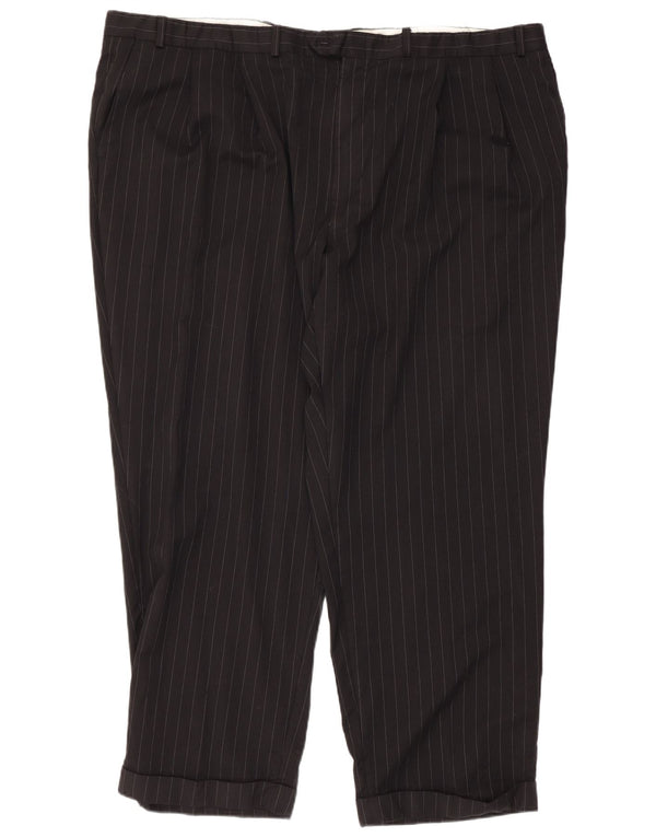 Ανδρικό παντελόνι Ralph Lauren με καρφωτό κοστούμι W48 L29 Μαύρο μαλλί με ρίγες