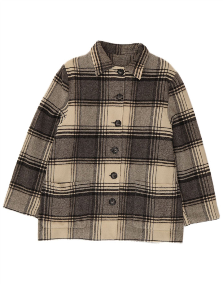 Vintage γυναικείο πανωφόρι UK 14 Medium Grey Check New Wool