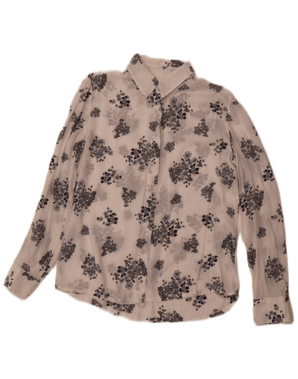 BENETTON Γυναικείο πουκάμισο See Through UK 6 XS White Floral Modal