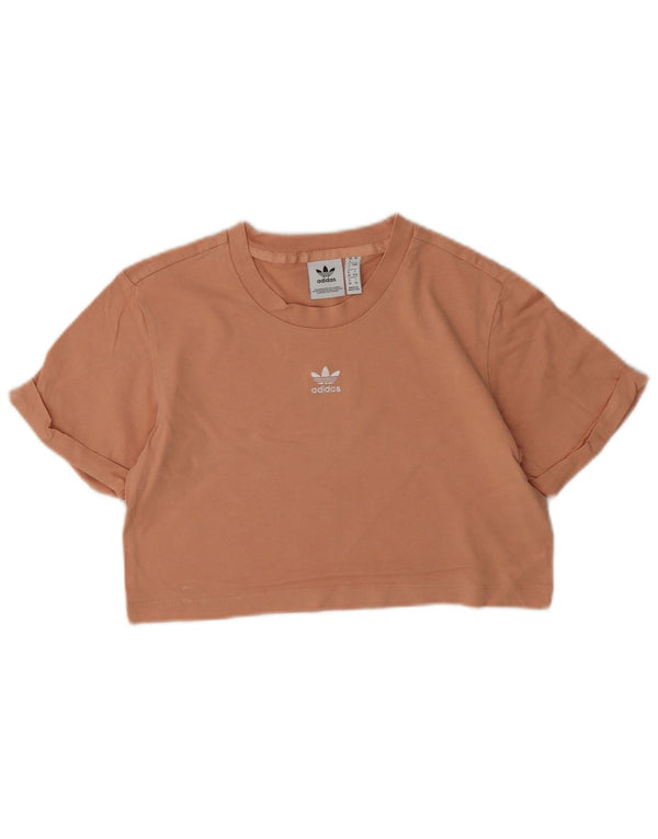 Γυναικείο T-Shirt Adidas Crop Top UK 4 XS Πορτοκαλί βαμβακερό