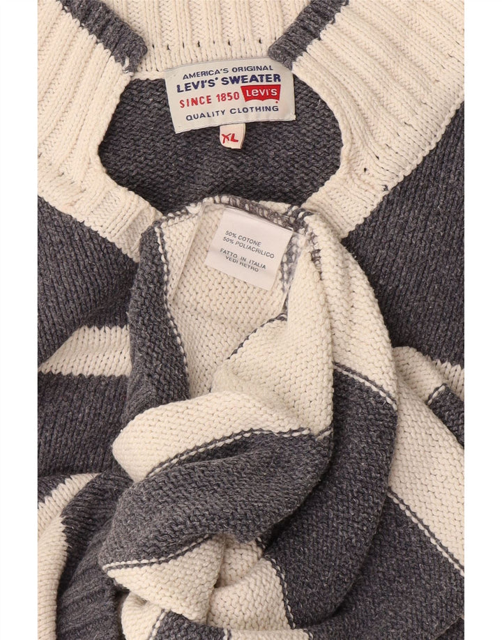 Ανδρικό πουλόβερ Levi's V-Neck Jumper XL Γκρι βαμβακερό ριγέ