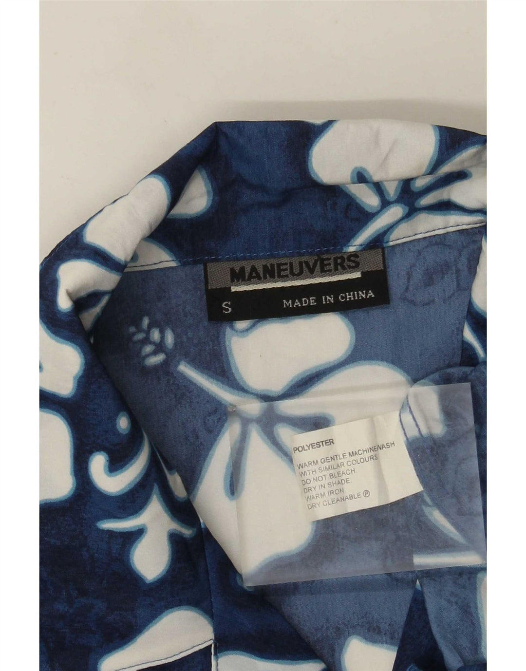 Vintage Ανδρικό κοντομάνικο πουκάμισο Μικρό μπλε φλοράλ πολυεστέρας