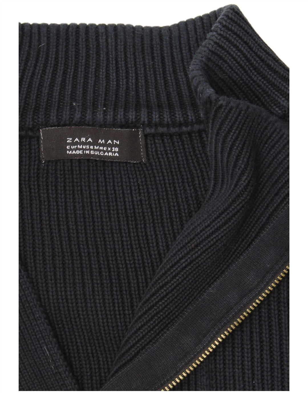 Ανδρικό πουλόβερ ZARA με φερμουάρ, μεσαίο μπλε ναυτικό