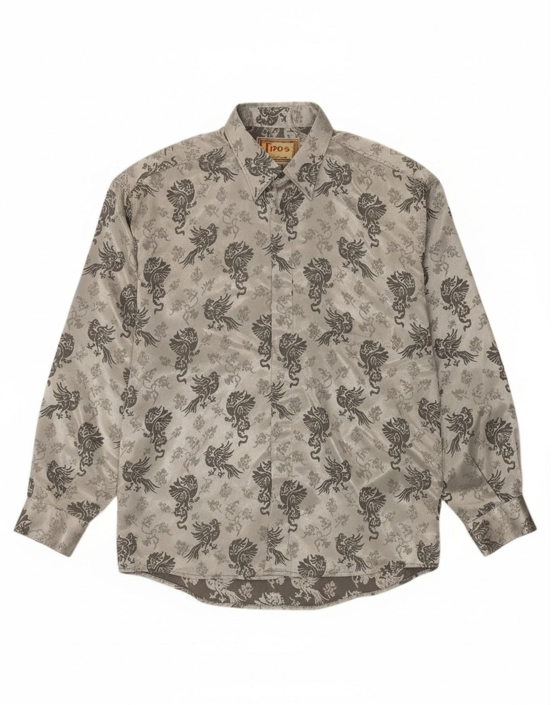 TIPO' S Mens Abstract Pattern Shirt Medium Grey