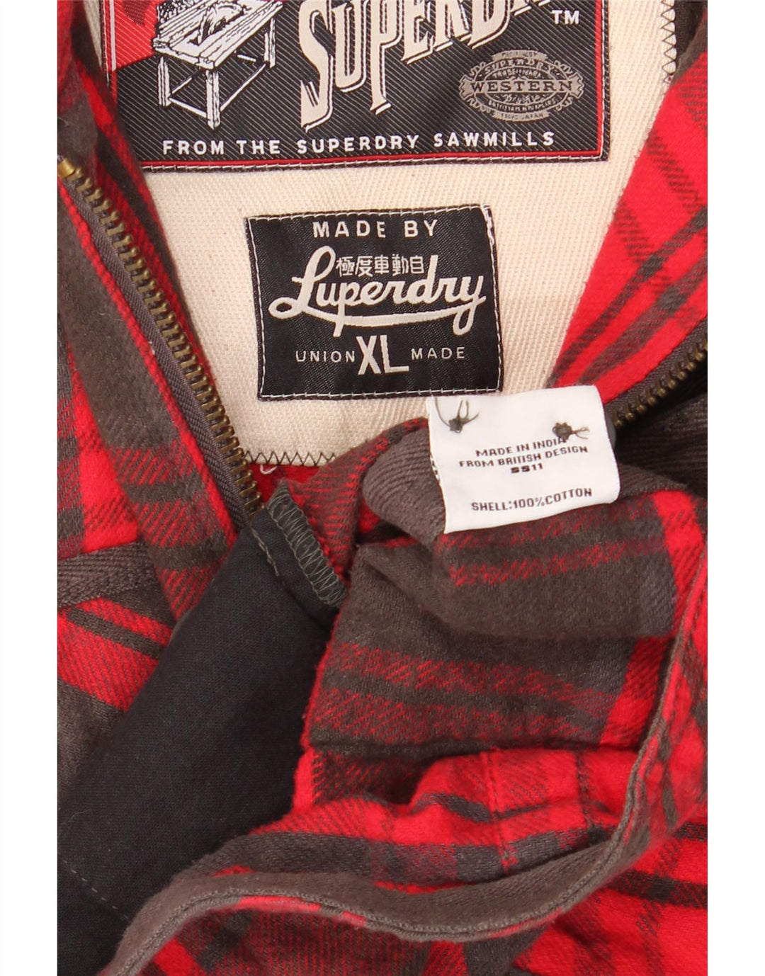 Superdry Ανδρικό Utility Μπουφάν UK 42 XL Red Check Cotton