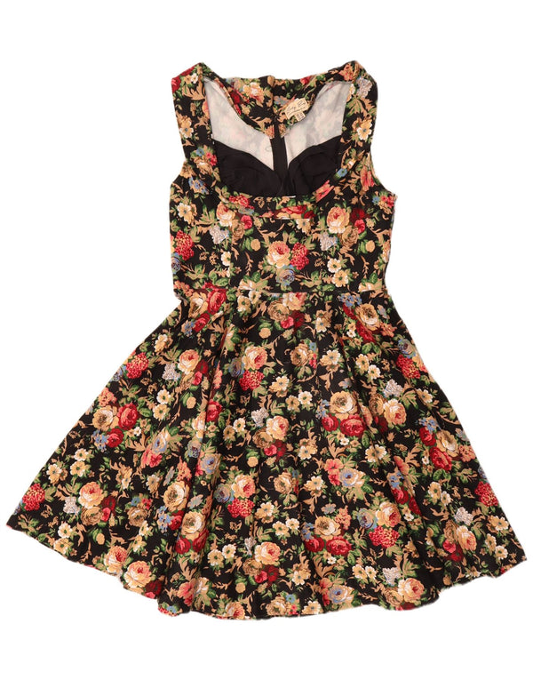Lindy bop Γυναικείο αμάνικο φόρεμα UK 18 XL Μαύρο φλοράλ βαμβακερό