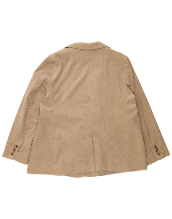 JAEGER Γυναικείο σακάκι 1 κουμπιού κοτλέ σακάκι UK 20 2XL Μπεζ βαμβακερό