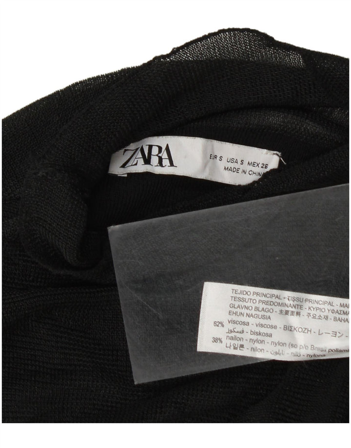 Zara Γυναικεία See Through Μπλούζα Top 10 Small Black Viscose