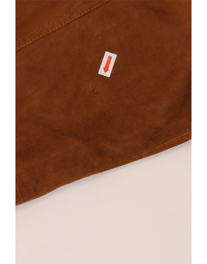 VINTAGE Ανδρικό Suede Bomber Jacket IT 58 4XL Καφέ Δερμάτινο