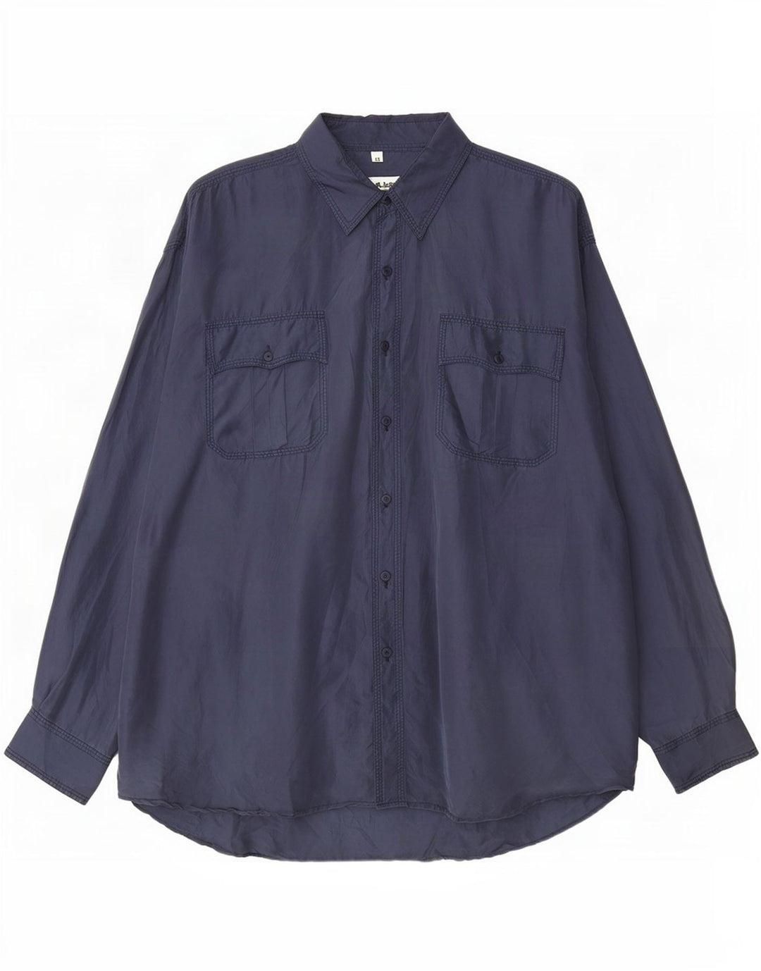 Vintage ανδρικό πουκάμισο XL Navy Blue Silk