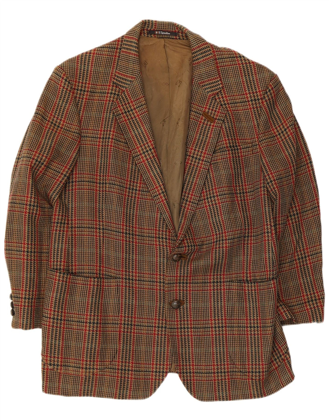 DAKS Ανδρικό σακάκι σακάκι με 2 κουμπιά UK 38 Μεσαίο καφέ Houndstooth Νέο μαλλί