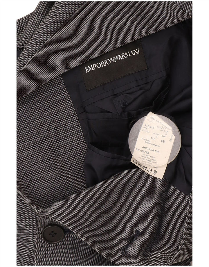 Emporio Armani Ανδρικό σακάκι με 3 κουμπιά σακάκι IT 48 Small Navy Blue Check Wool
