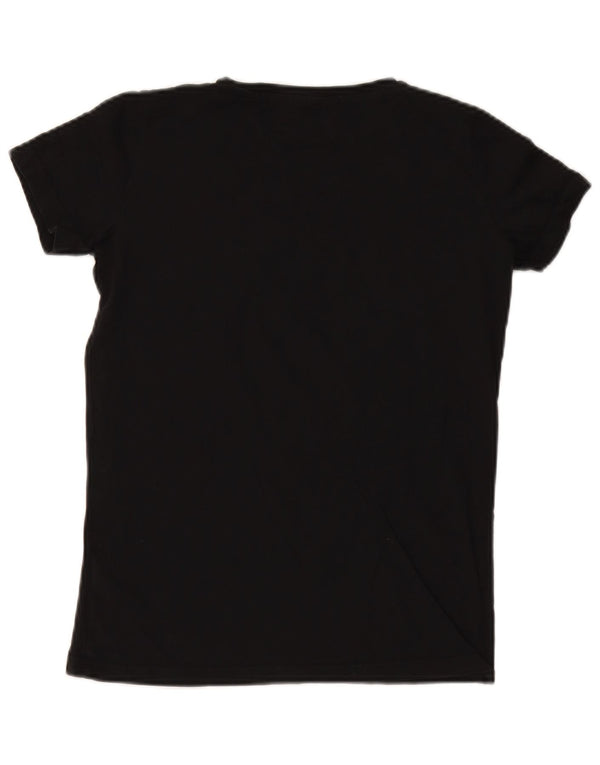 TRUSSARDI JEANS Γυναικείο υπερμεγέθη γραφικό T-shirt Top UK 2 2XS Μαύρο