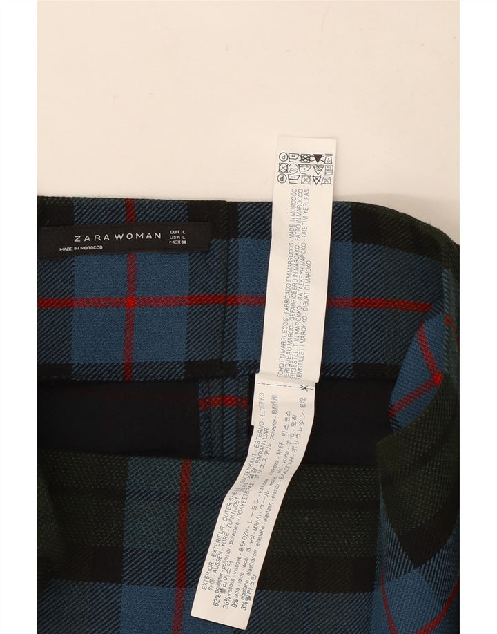 Zara Γυναικεία Midi Pencil Φούστα Μεγάλη W32 Μπλε Καρό Πολυεστέρας