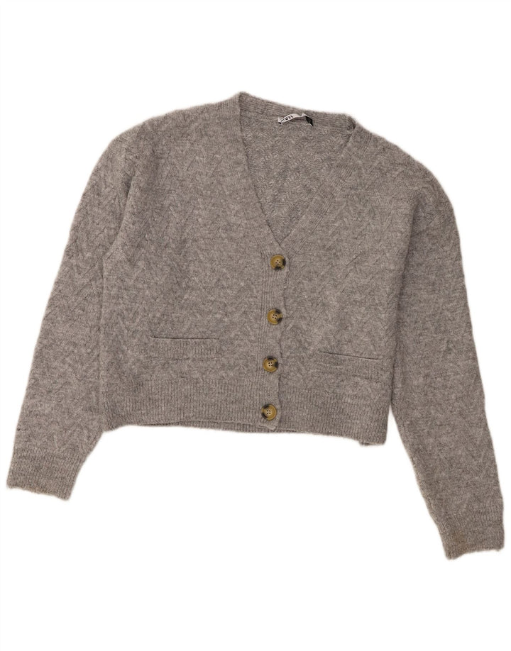 Zara Γυναικεία Ζακέτα Crop UK 14 Ακρυλικό μεσαίου γκρι