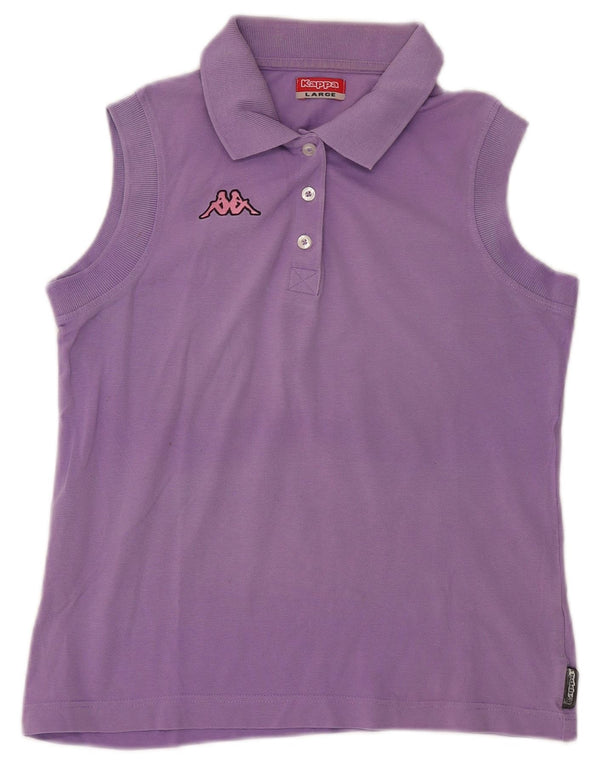 Kappa γυναικείο αμάνικο μπλουζάκι πόλο UK 14 Large Purple